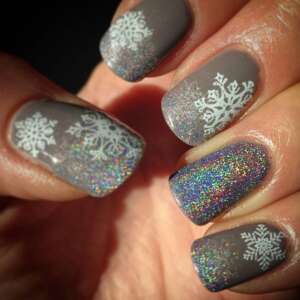 Earthy Grey | 13 Snowflake Nail Art Designs For Winter | Makeup Tutorials