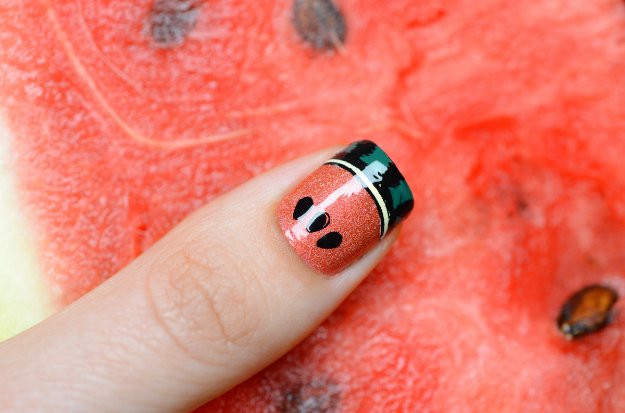 Check out Fruit Nail Art | Watermelon Slice Tutorial Perfect For Summer at https://makeuptutorials.com/fruit-nail-art/