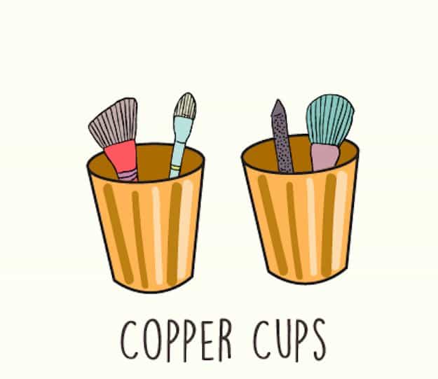 Copper Cups | 13 Fun DIY Makeup Organizer Ideas For Proper Storage