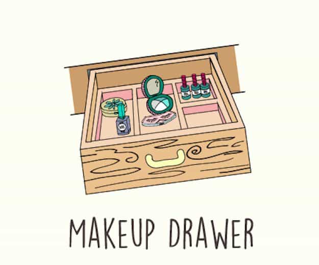 Makeup Drawer | 13 Fun DIY Makeup Organizer Ideas For Proper Storage