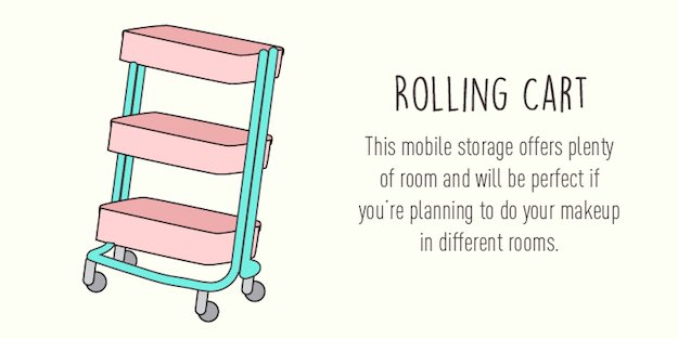 Rolling Cart | 13 Fun DIY Makeup Organizer Ideas For Proper Storage