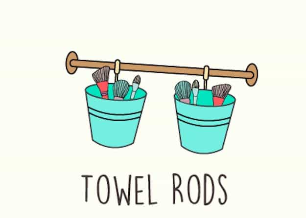 Towel Rods | 13 Fun DIY Makeup Organizer Ideas For Proper Storage