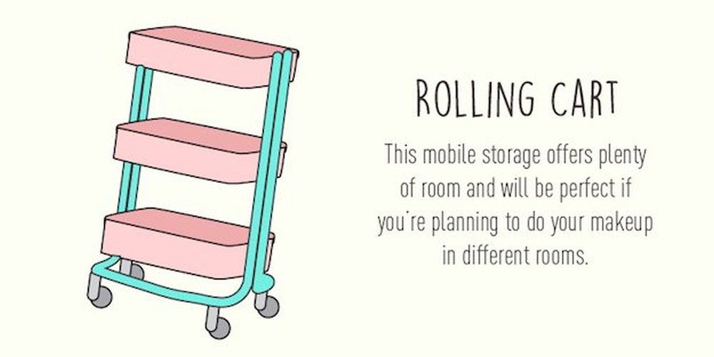 Rolling cart | Fun DIY Makeup Organizer Ideas For Proper Storage | diy makeup drawer organizer
