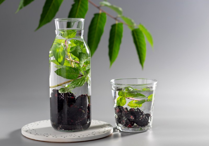 fresh infused water mint blackberries bottle | infused water vs regular water