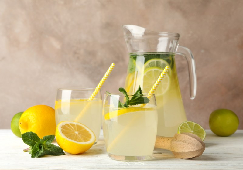 lemonade ingredients on wooden table fresh | weight loss drinks