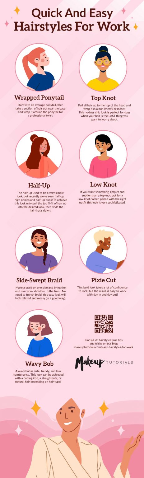 20 Hairstyles For Work | Quick And Easy Hairstyles You Can Do [INFOGRAPHIC]