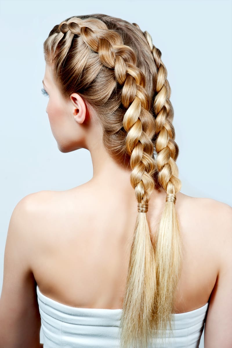 Blond woman with dutch braid hairstyle | dutch braid tutorial