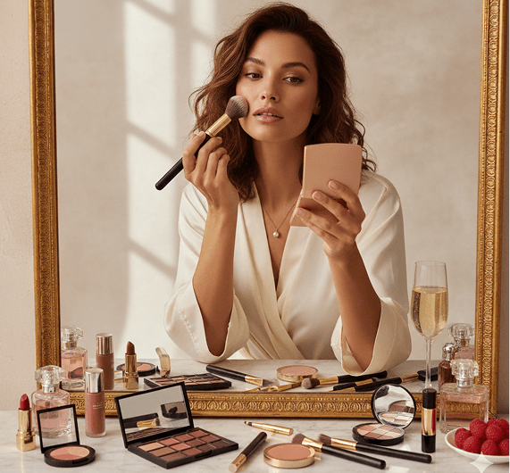 woman doing makeup